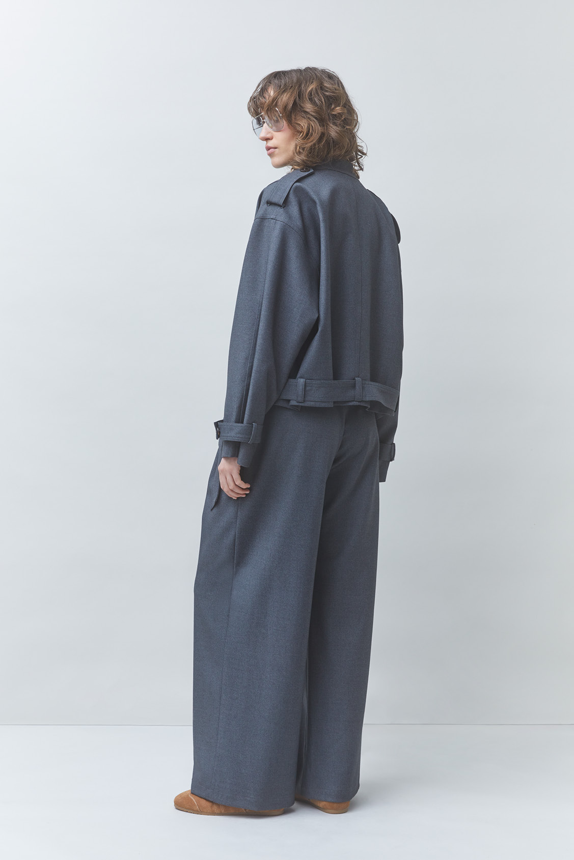 JOVIAL Plain carbon wide-leg pants Carbon