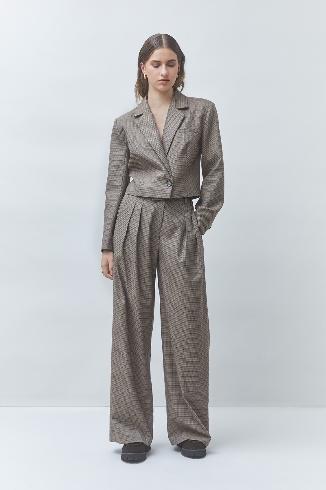 JUNIOR Wide-leg darted pants TAUPE