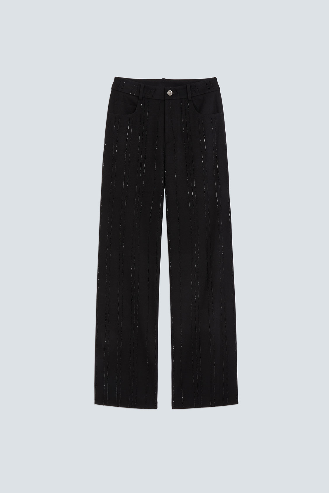 JAY Wide-leg pantss with rhinestone details BLACK