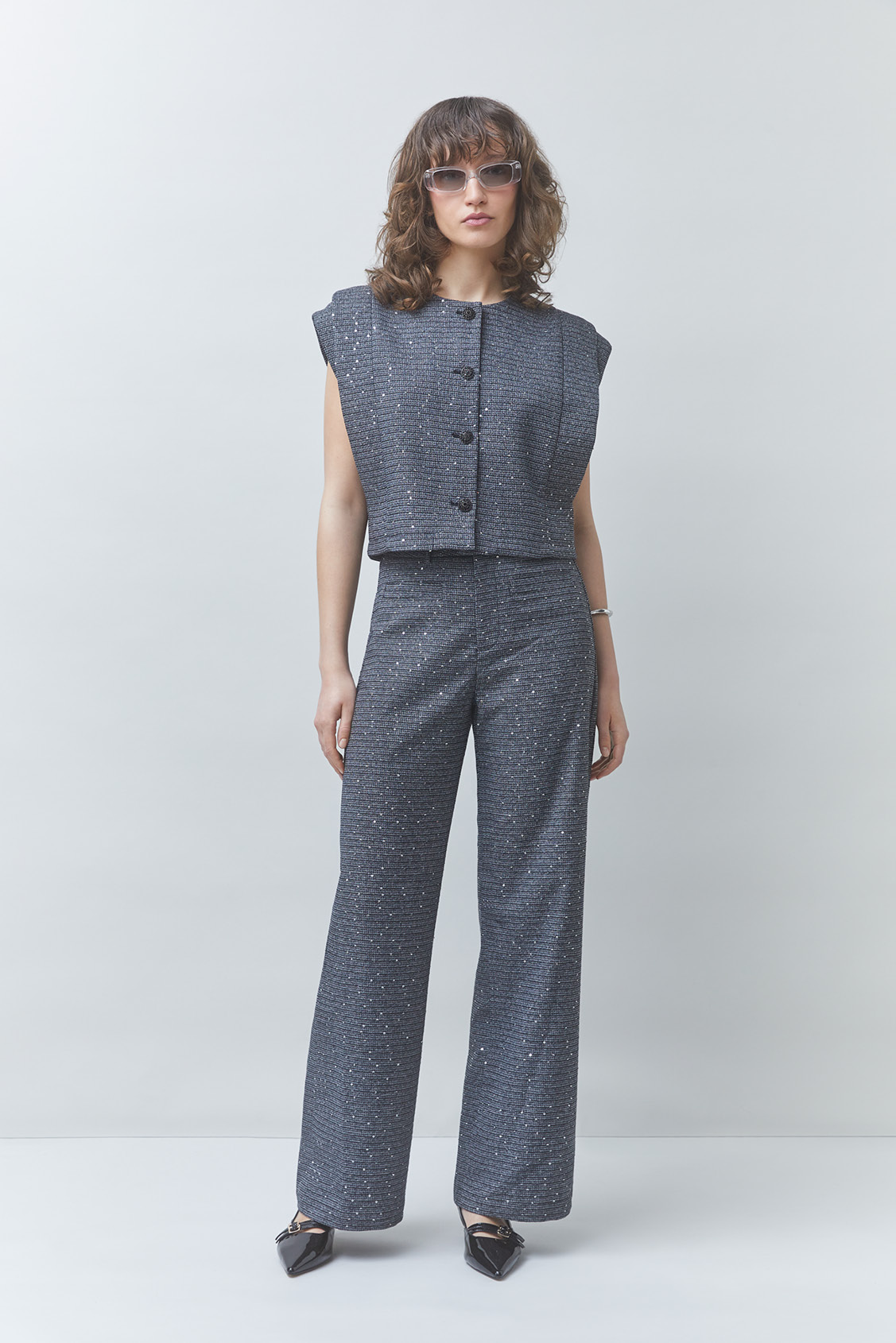 JEWELL Fancy wide-leg pants DEEP BLUE