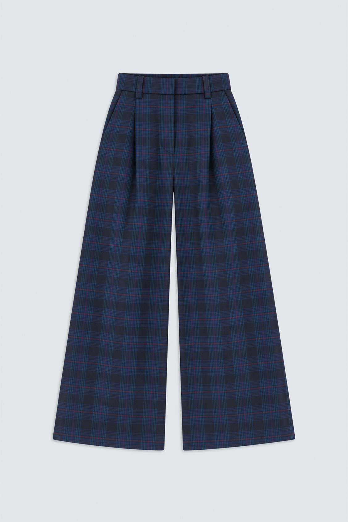JULY Wool checked pants DEEP BLUE