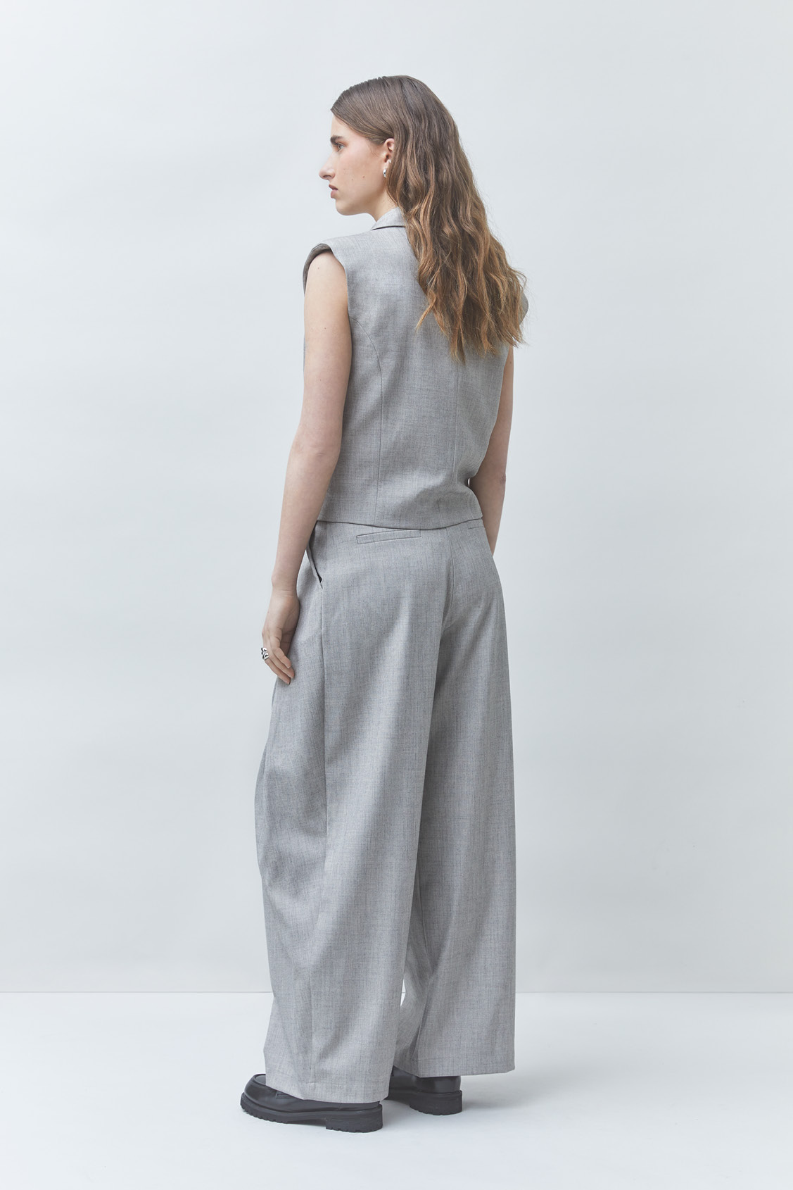 JEEZGC Pleated suit pants LIGHT GREY