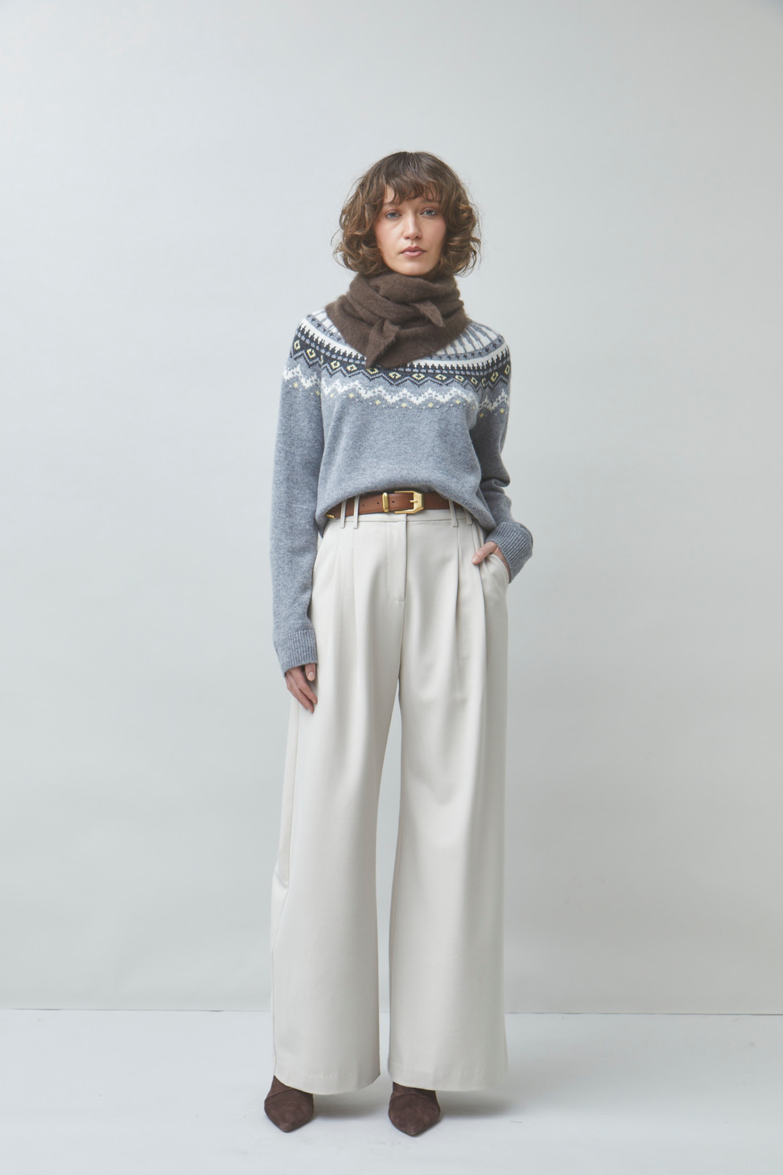 JAPAN Wide-leg pleated pants CREAM