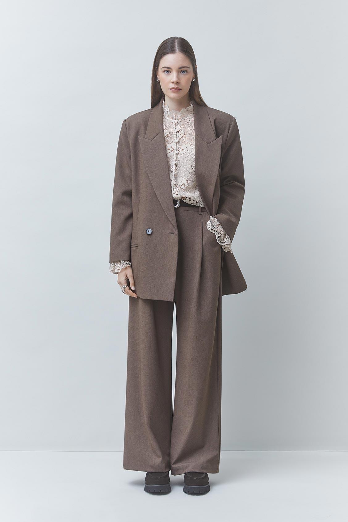 JONAS Taupe pleated suit pants TAUPE