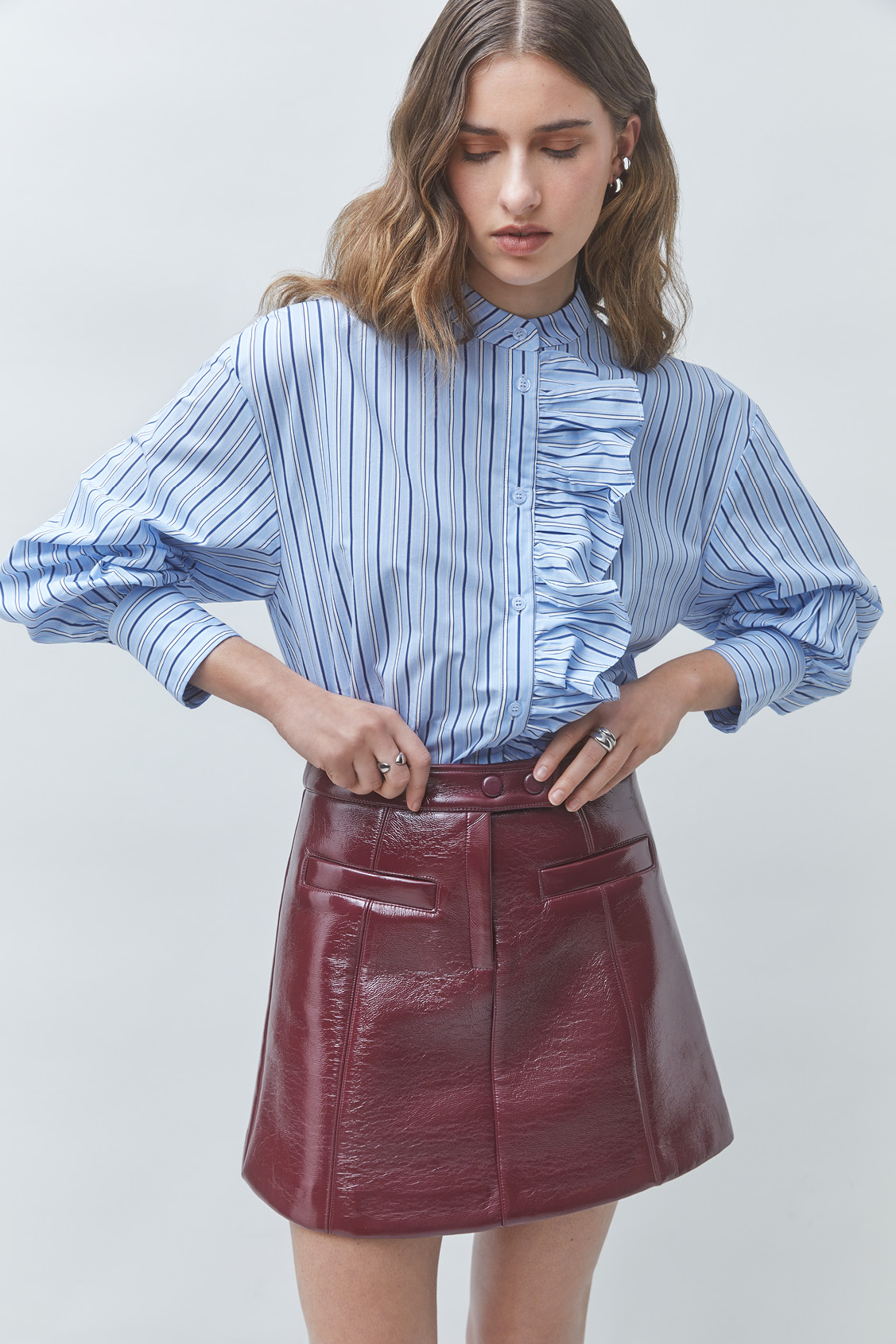 FIRE Short vinyl skirt Plum