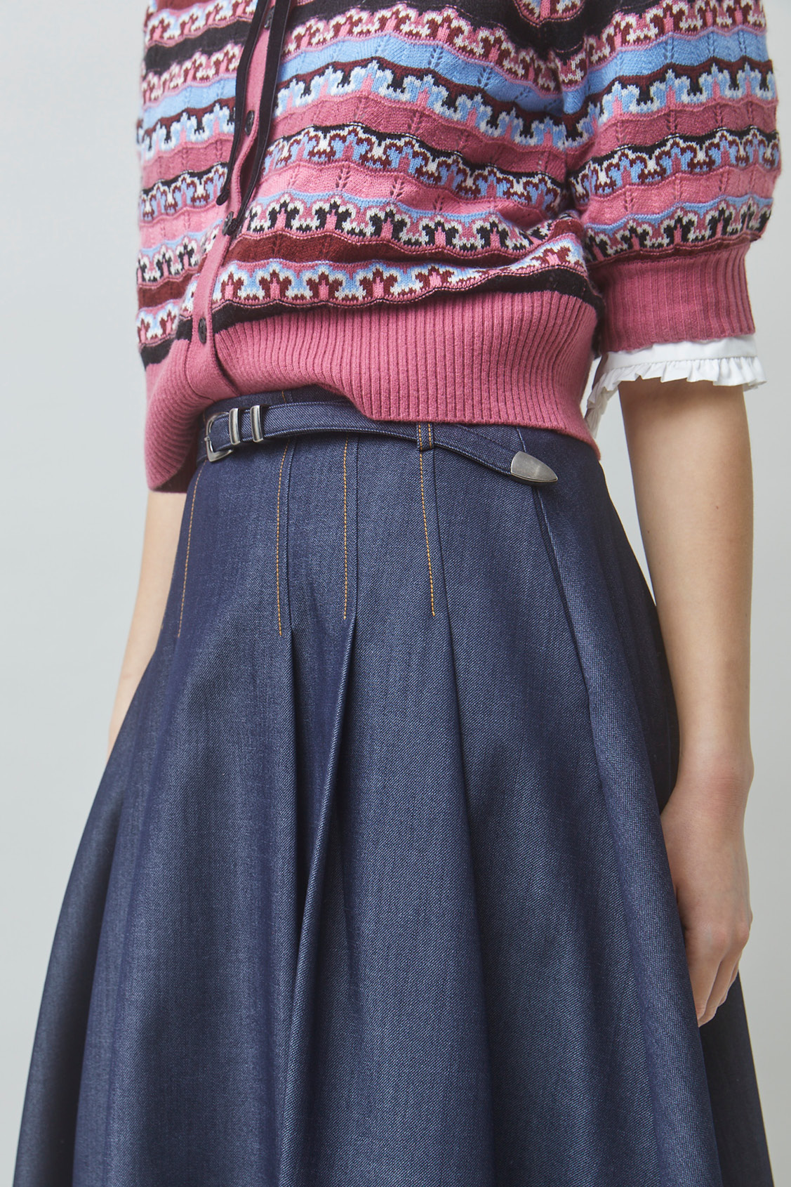 FUNNY Denim midi skirt ARMY