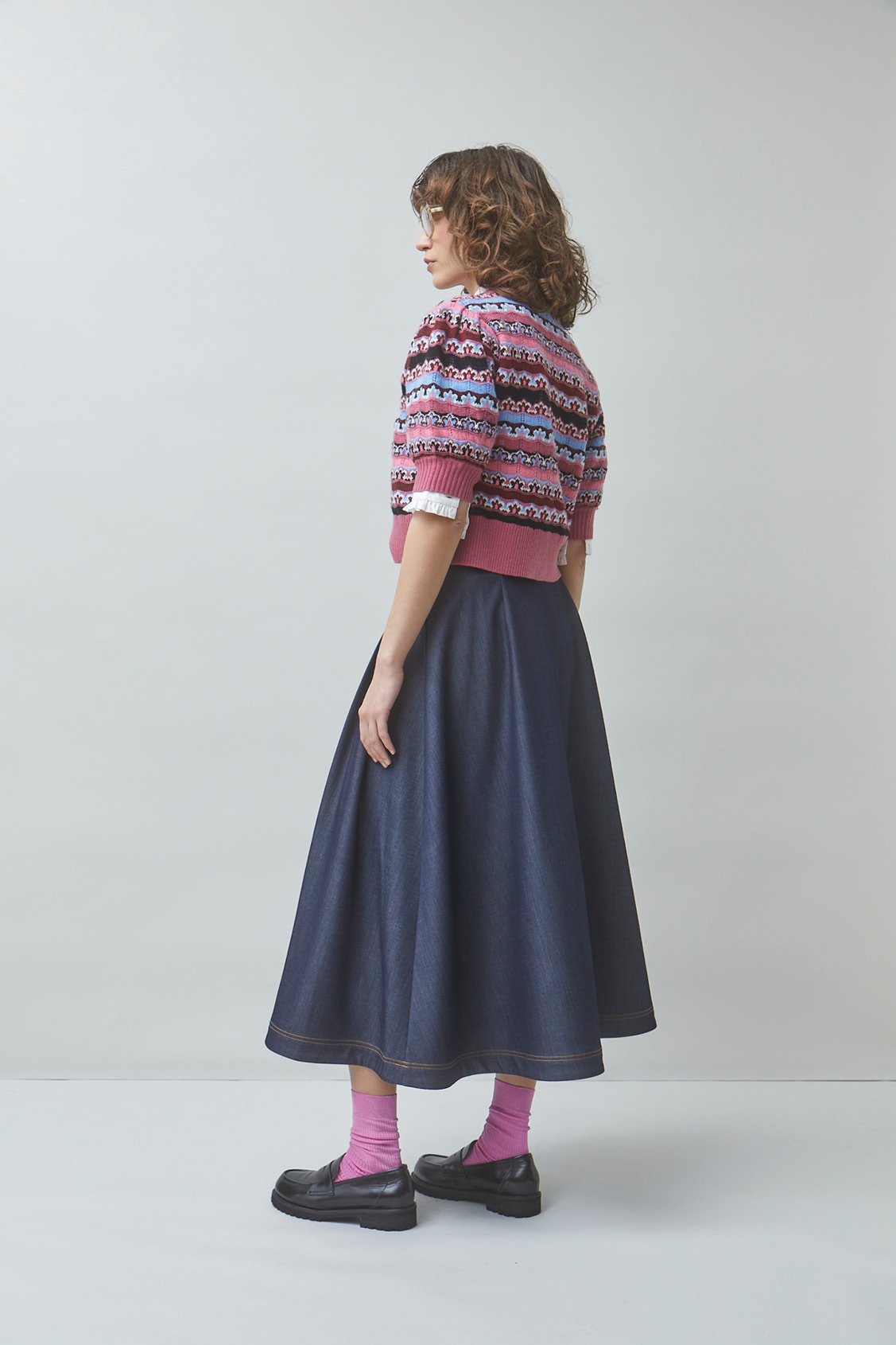 FUNNY Denim midi skirt ARMY
