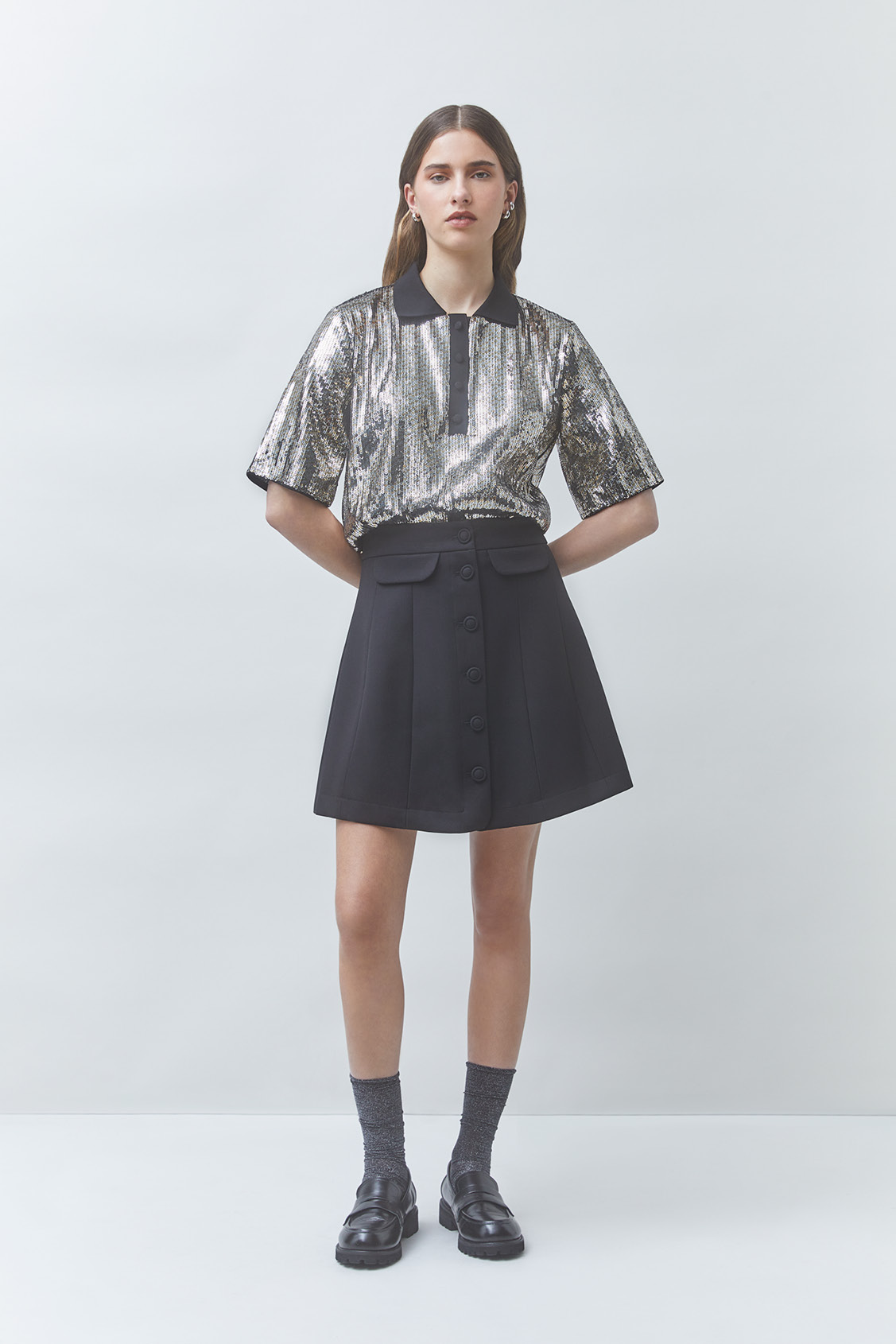 FANCY A-line short skirt BLACK