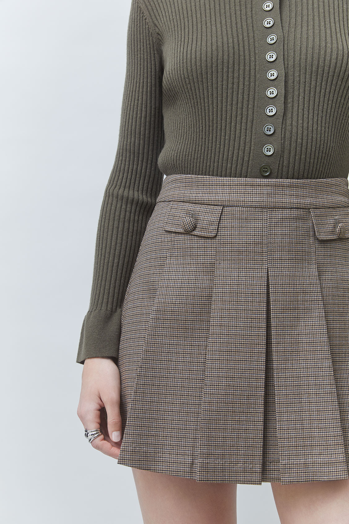FRIDAY Short houndstooth skirt TAUPE