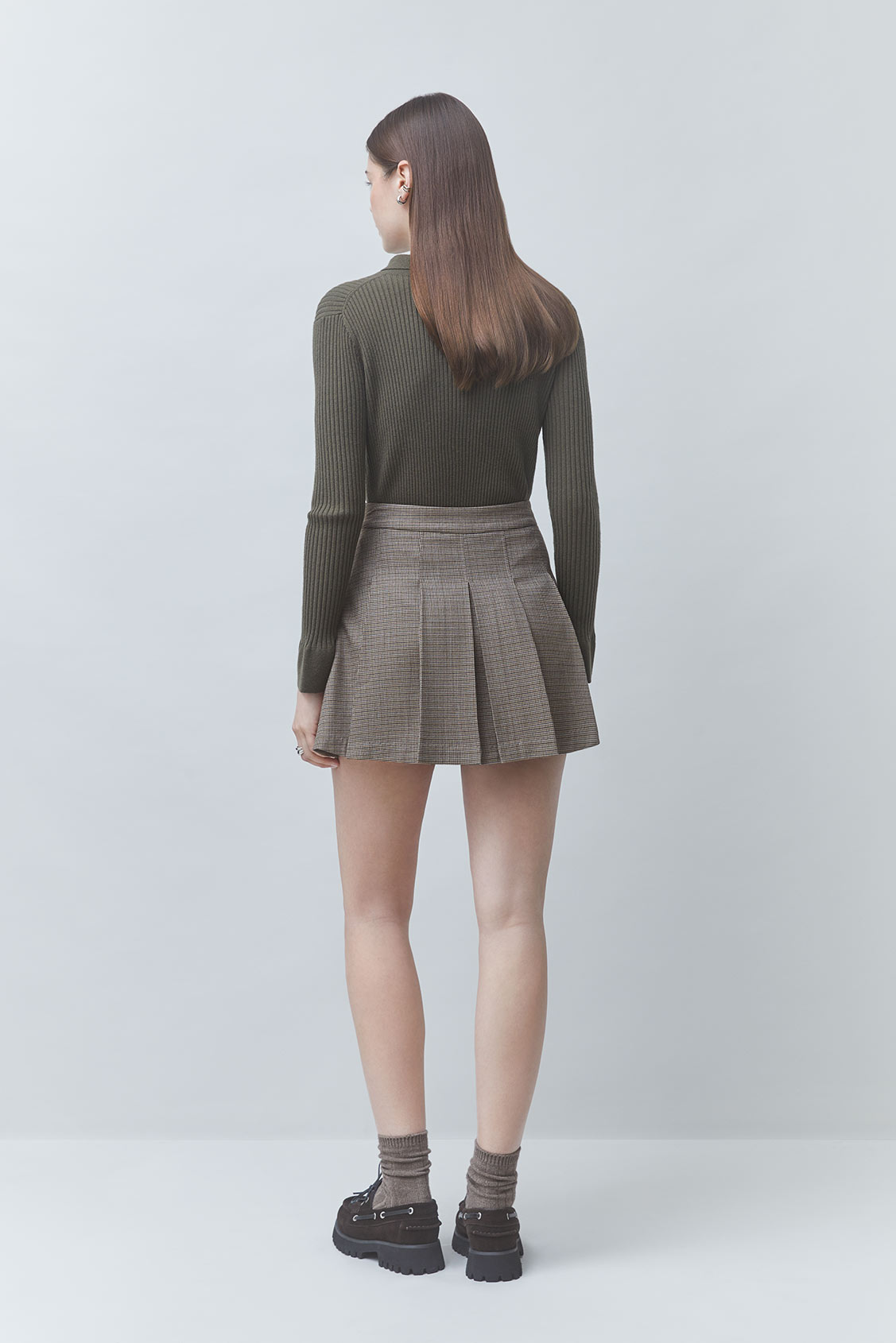 FRIDAY Short houndstooth skirt TAUPE