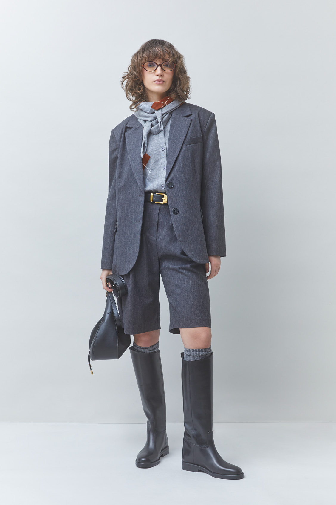 BILL Striped high-waisted bermuda shorts Carbon
