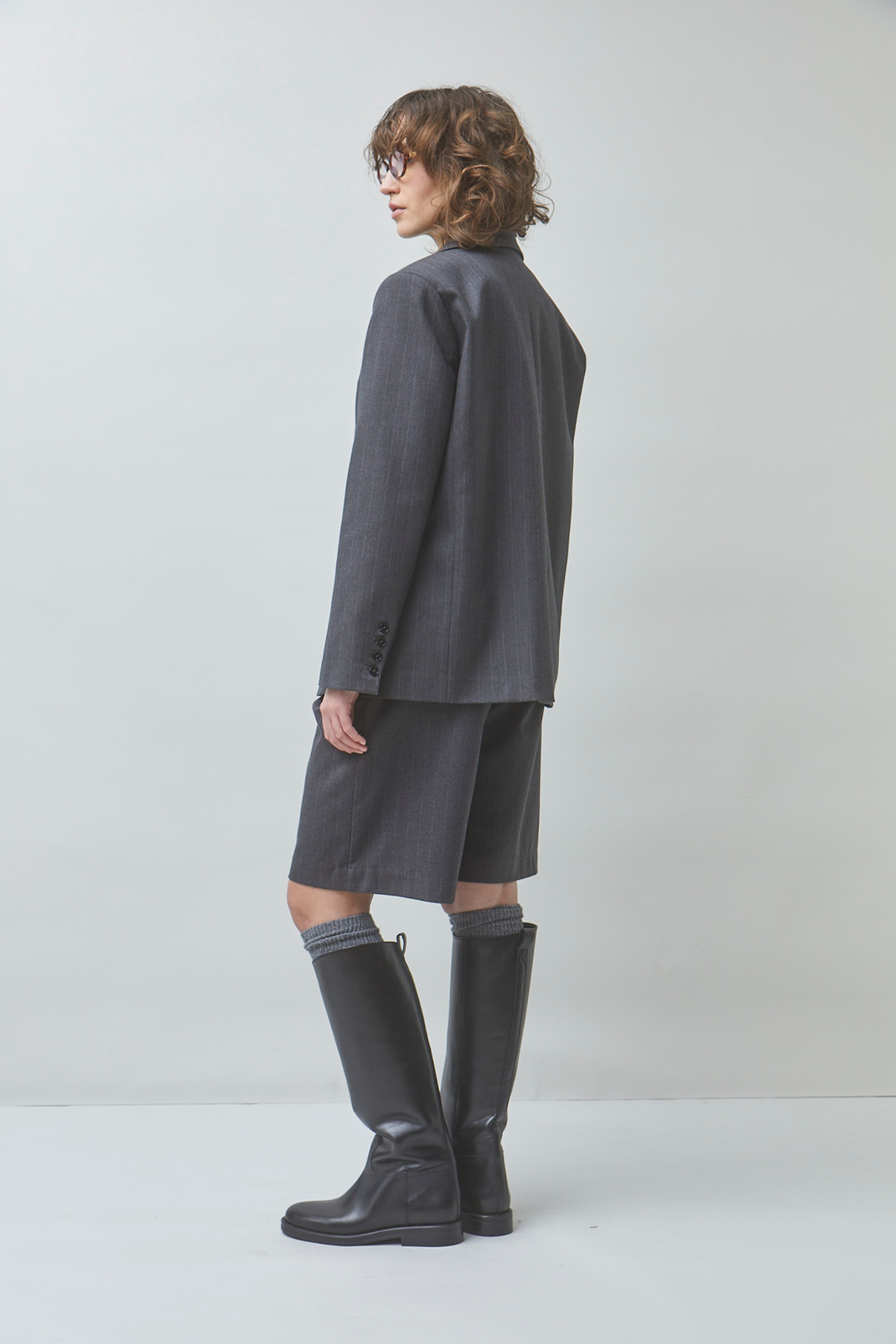 BILL Striped high-waisted bermuda shorts Carbon