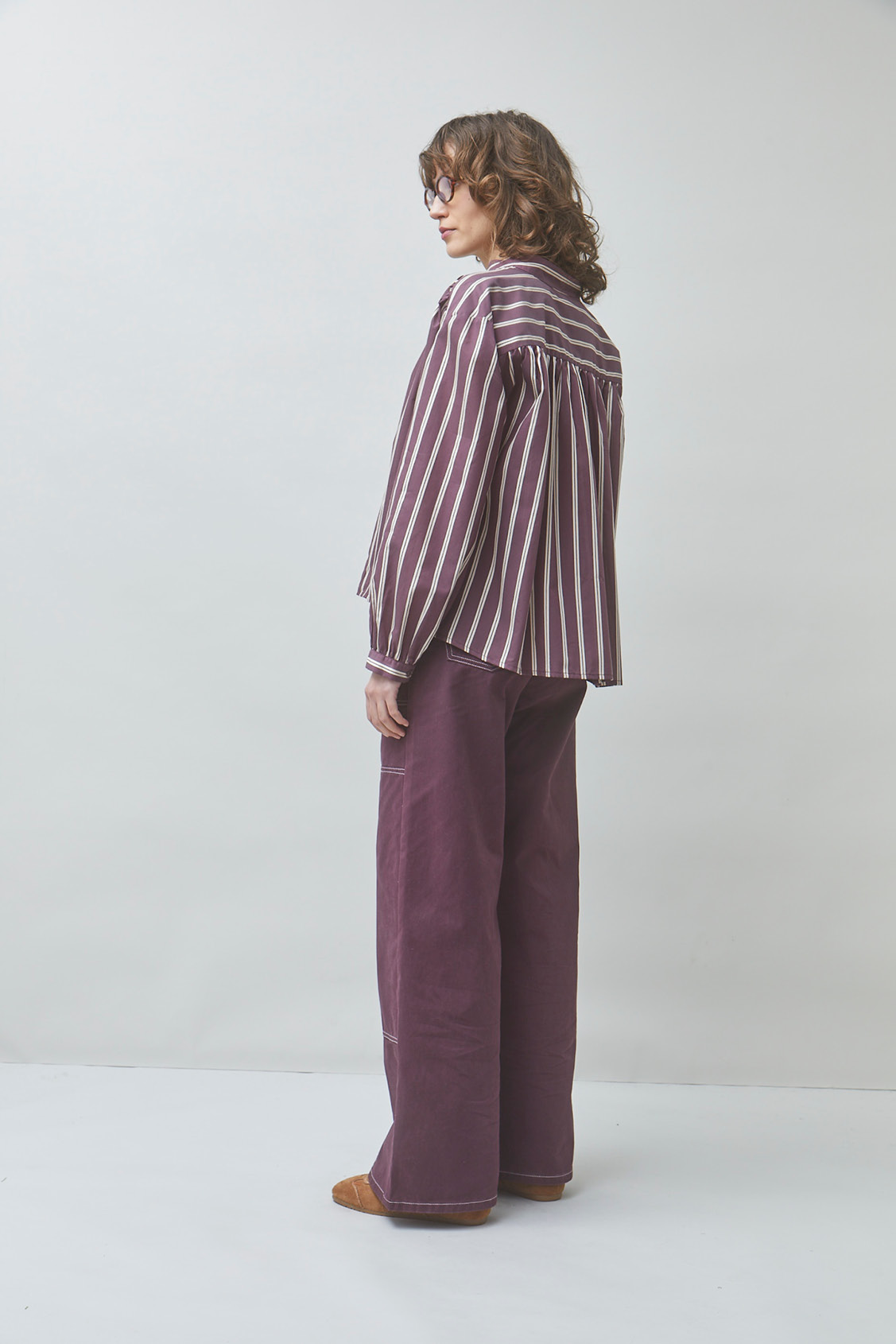 LORENS Oversized striped blouse Plum