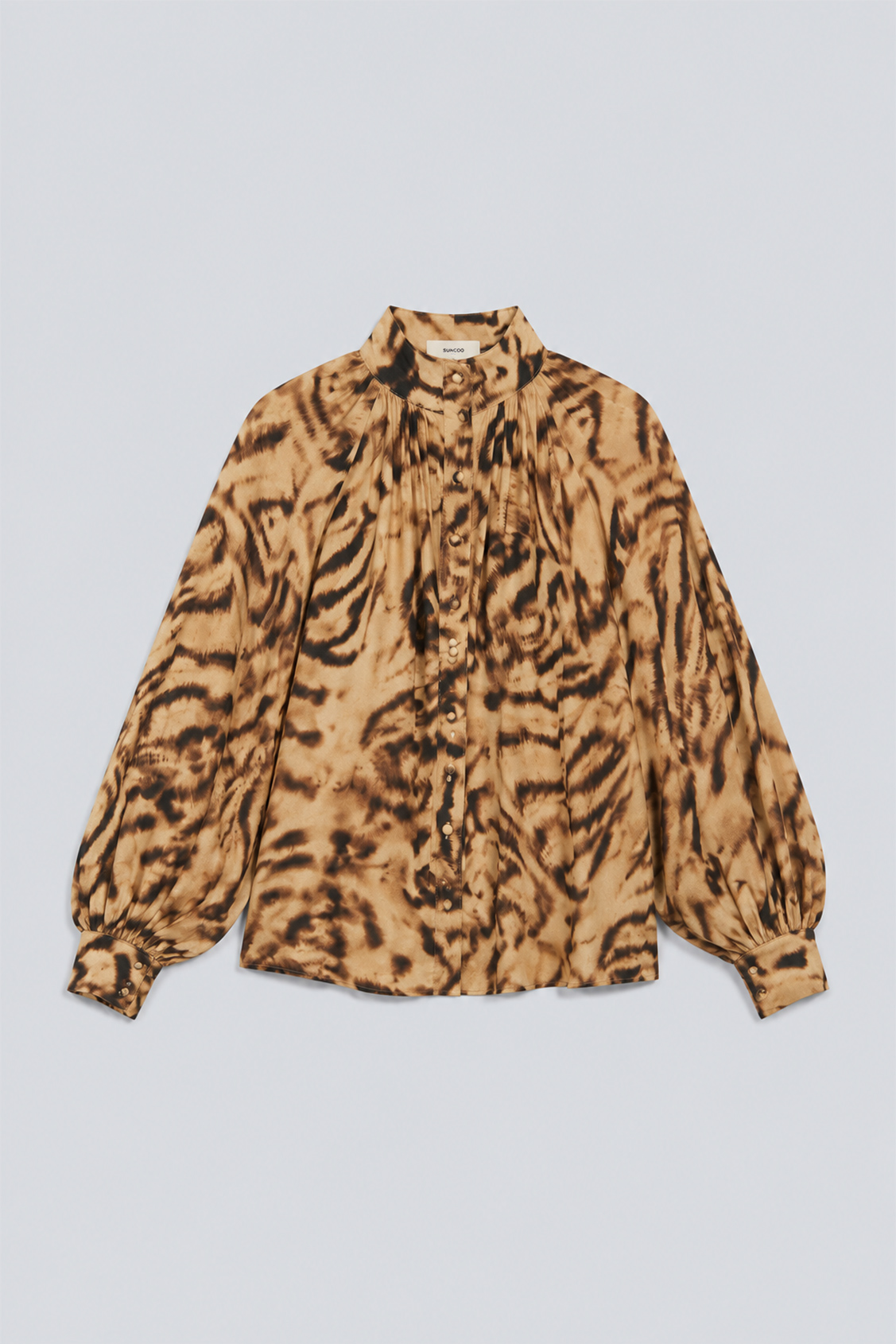 LUX Flowy blouse with animal print BEIGE