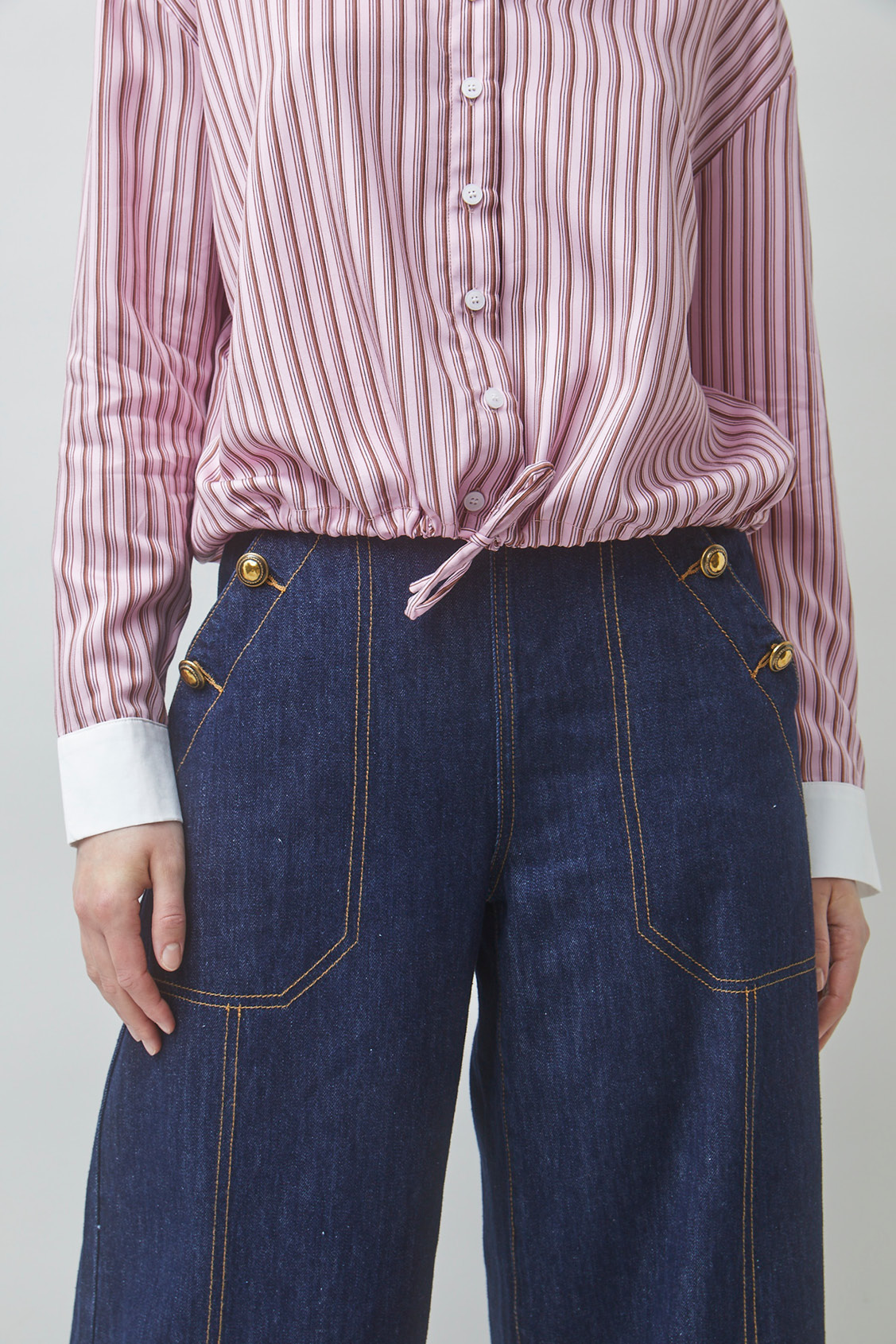 LAKE Two-tone striped shirt PINK