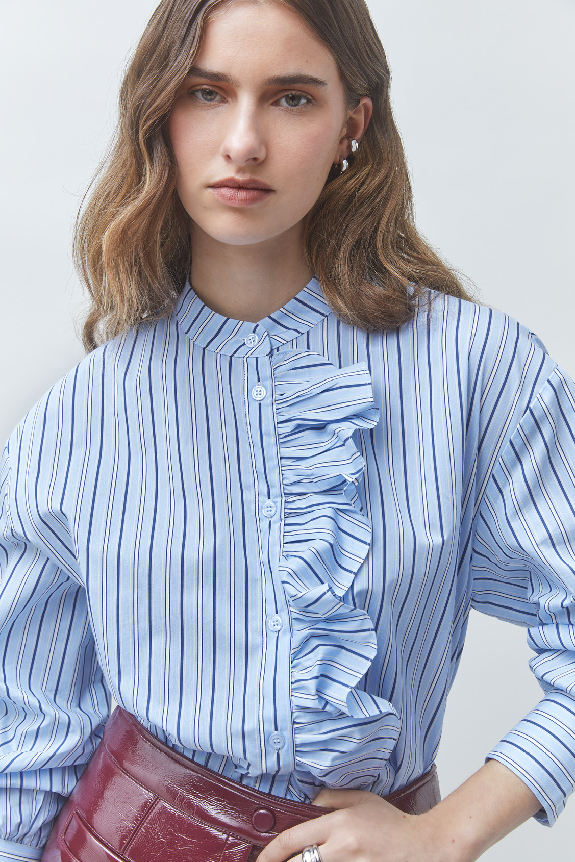 LOLLI Flowy striped shirt BLUE