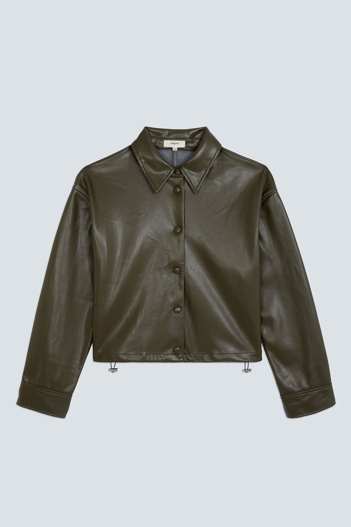 LENNOX Khaki faux leather blouse Khaki