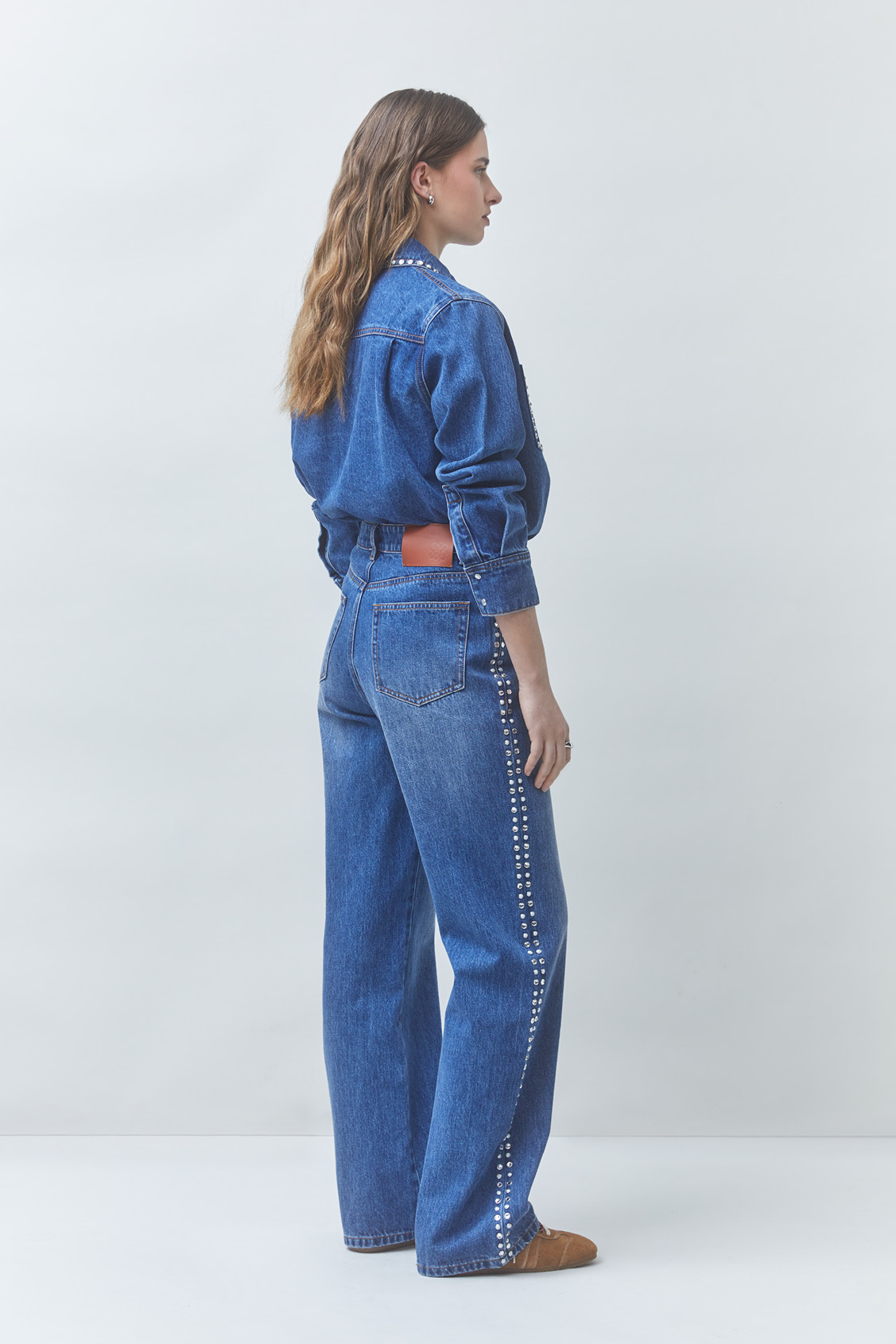 LINK Denim shirt with rhinestone details BLUE JEANS