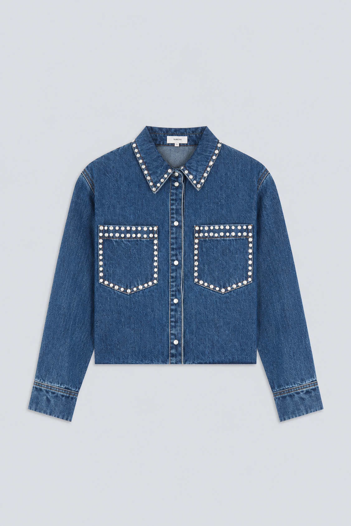 LINK Denim shirt with rhinestone details BLUE JEANS