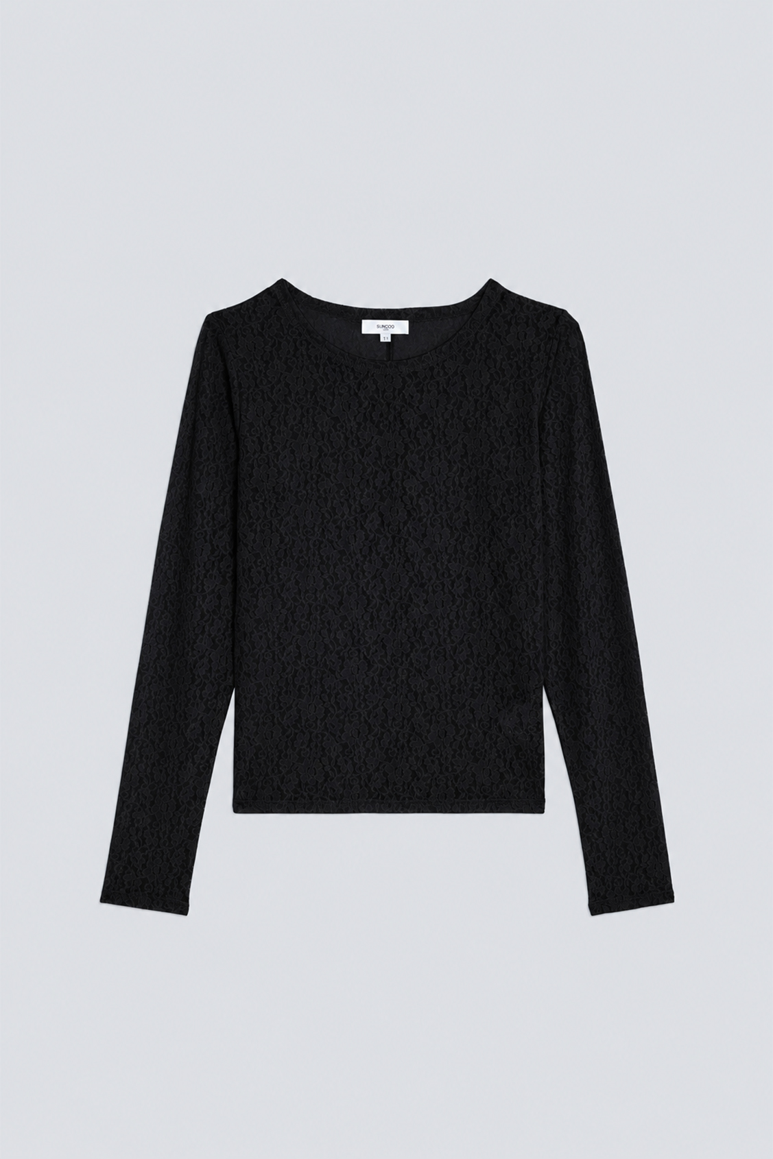 MOLLY Black stretch lace T-shirt BLACK