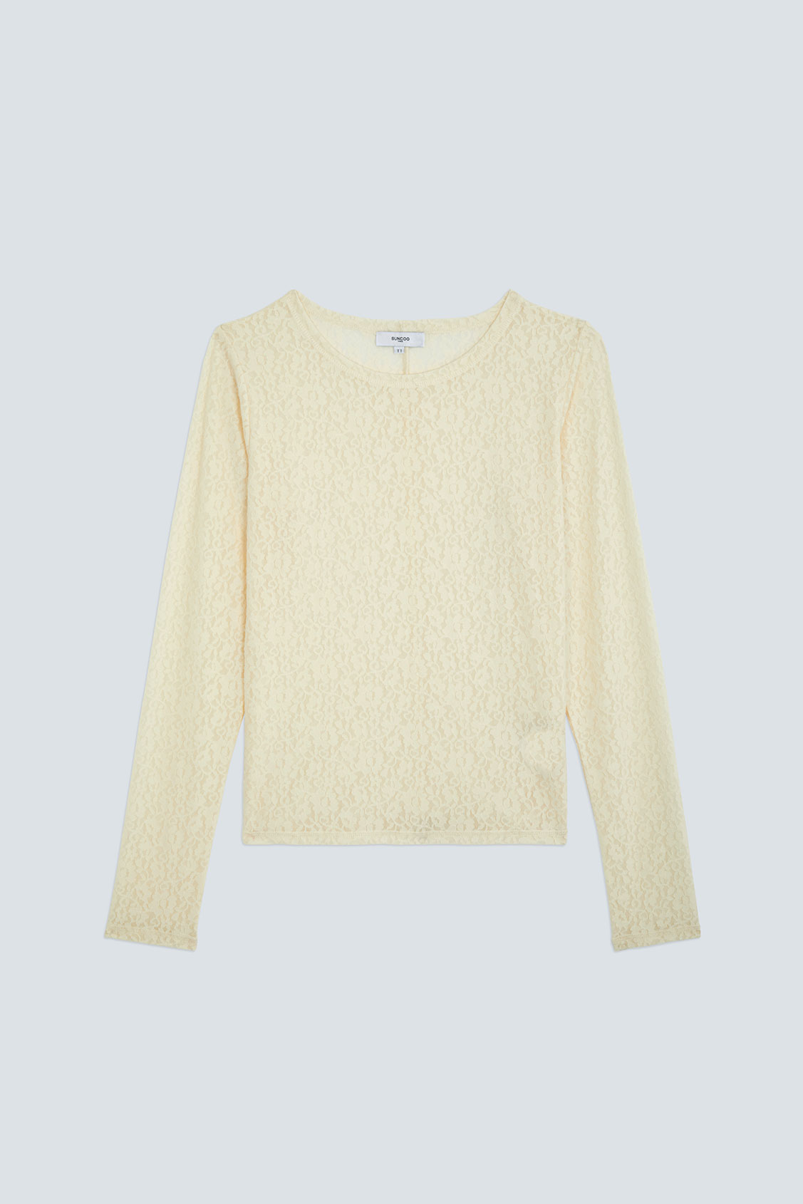 MOLLY Cream stretch lace T-shirt CREAM