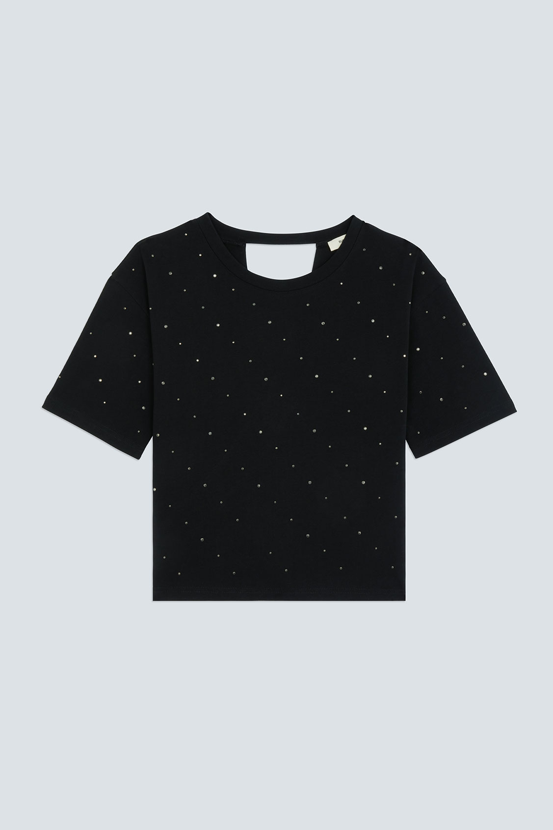 MARTISY Open-back studded tee-shirt BLACK