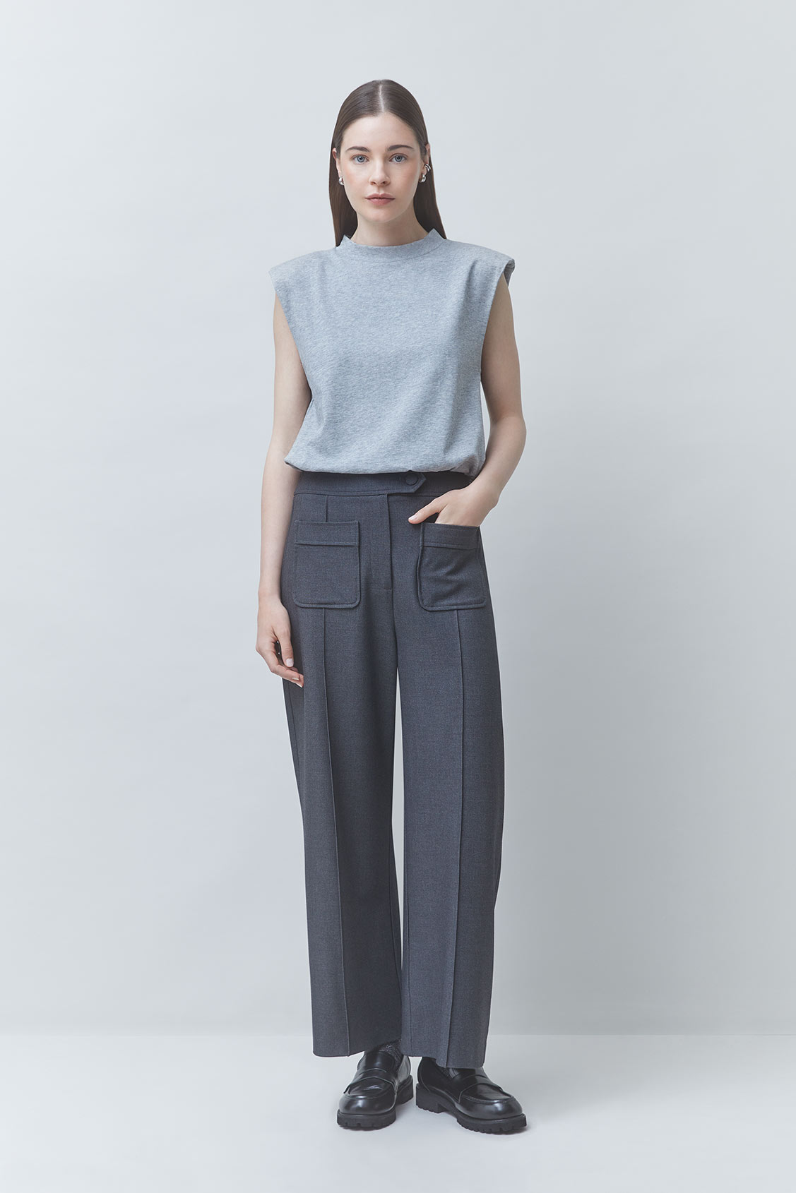 MARCHAL Plain sleeveless T-shirt Heather grey