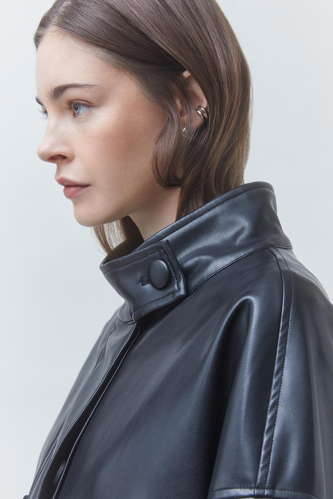 DANAO Oversized short faux leather jacket BLACK
