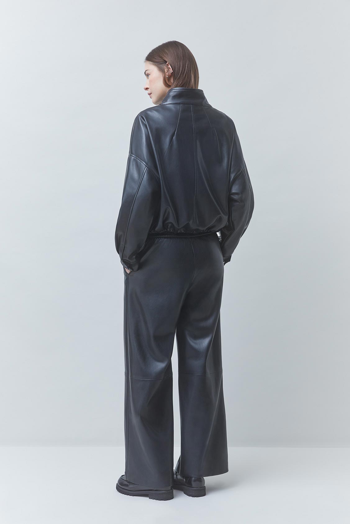 DANAO Oversized short faux leather jacket BLACK