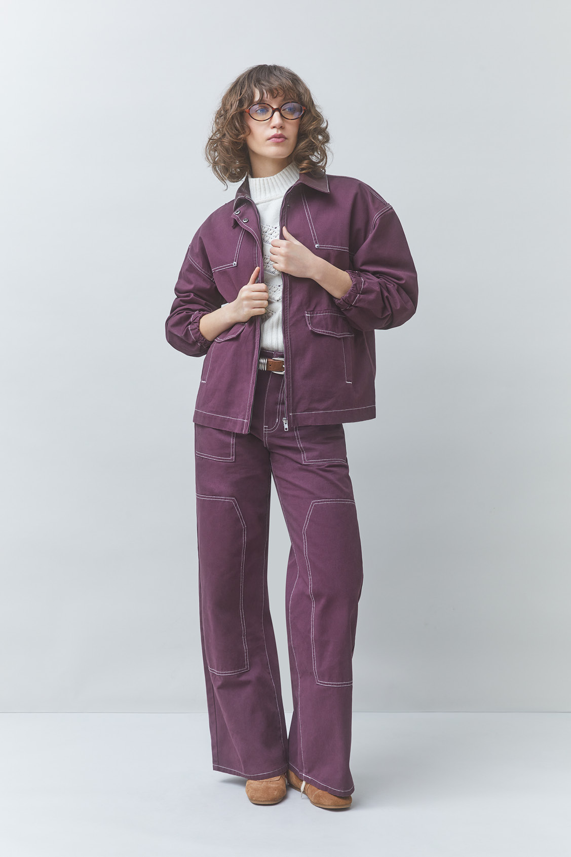 DALI Denim zip-up jacket Plum
