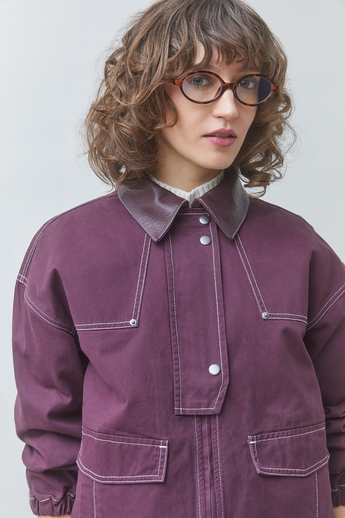 DALI Denim zip-up jacket Plum