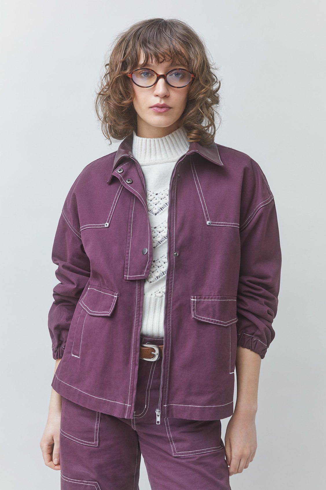 DALI Denim zip-up jacket Plum