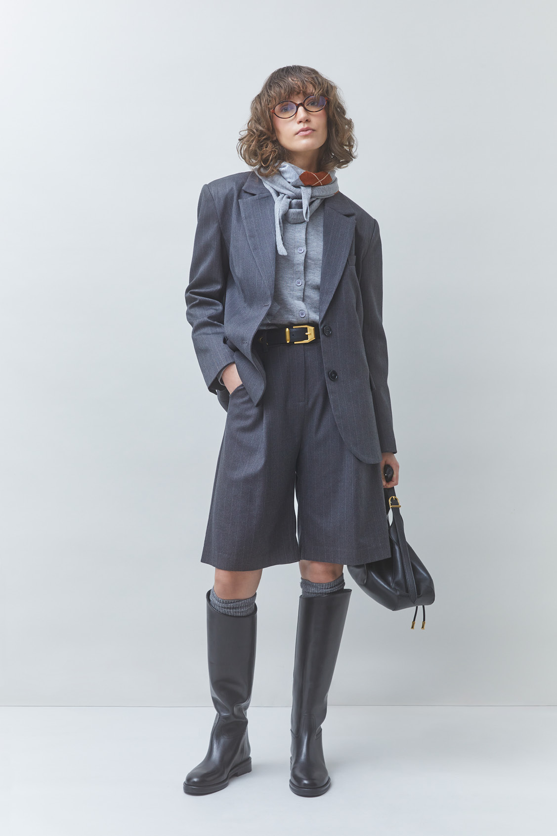DWEN Striped blazer Carbon
