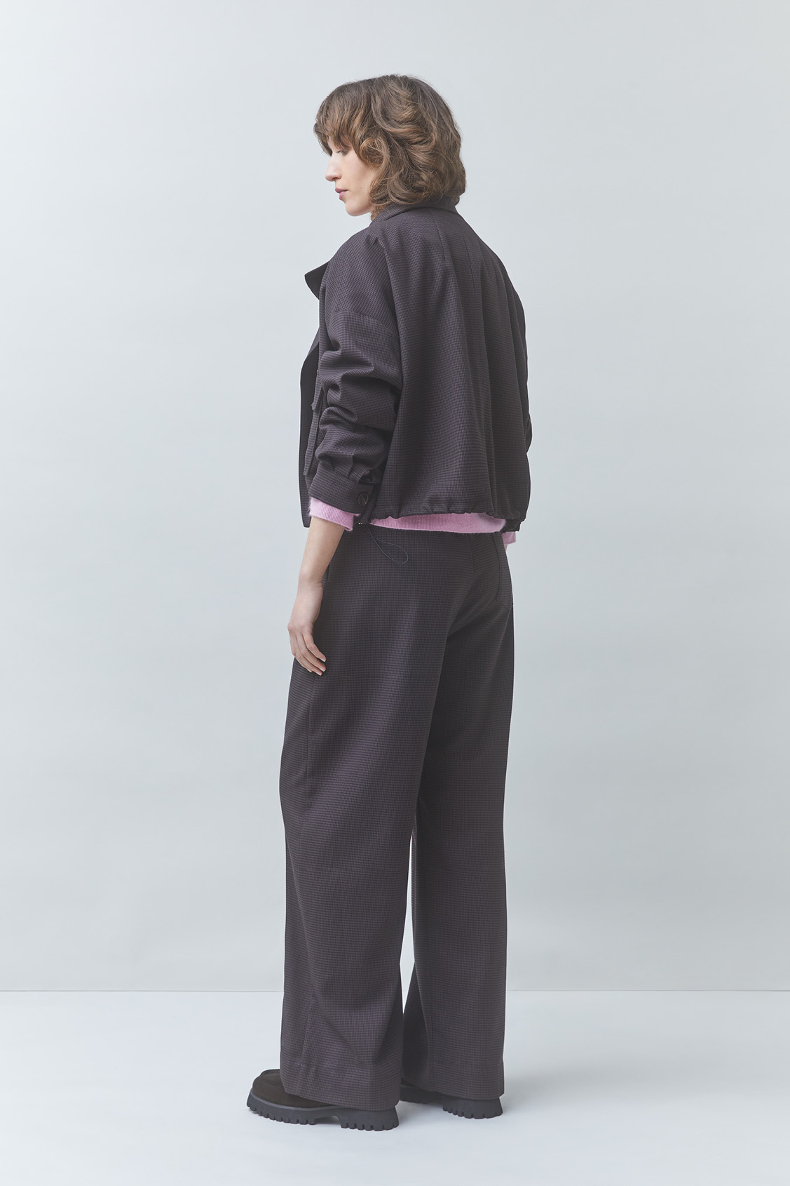 DOLLAR Choco short houndstooth jacket Chocolate