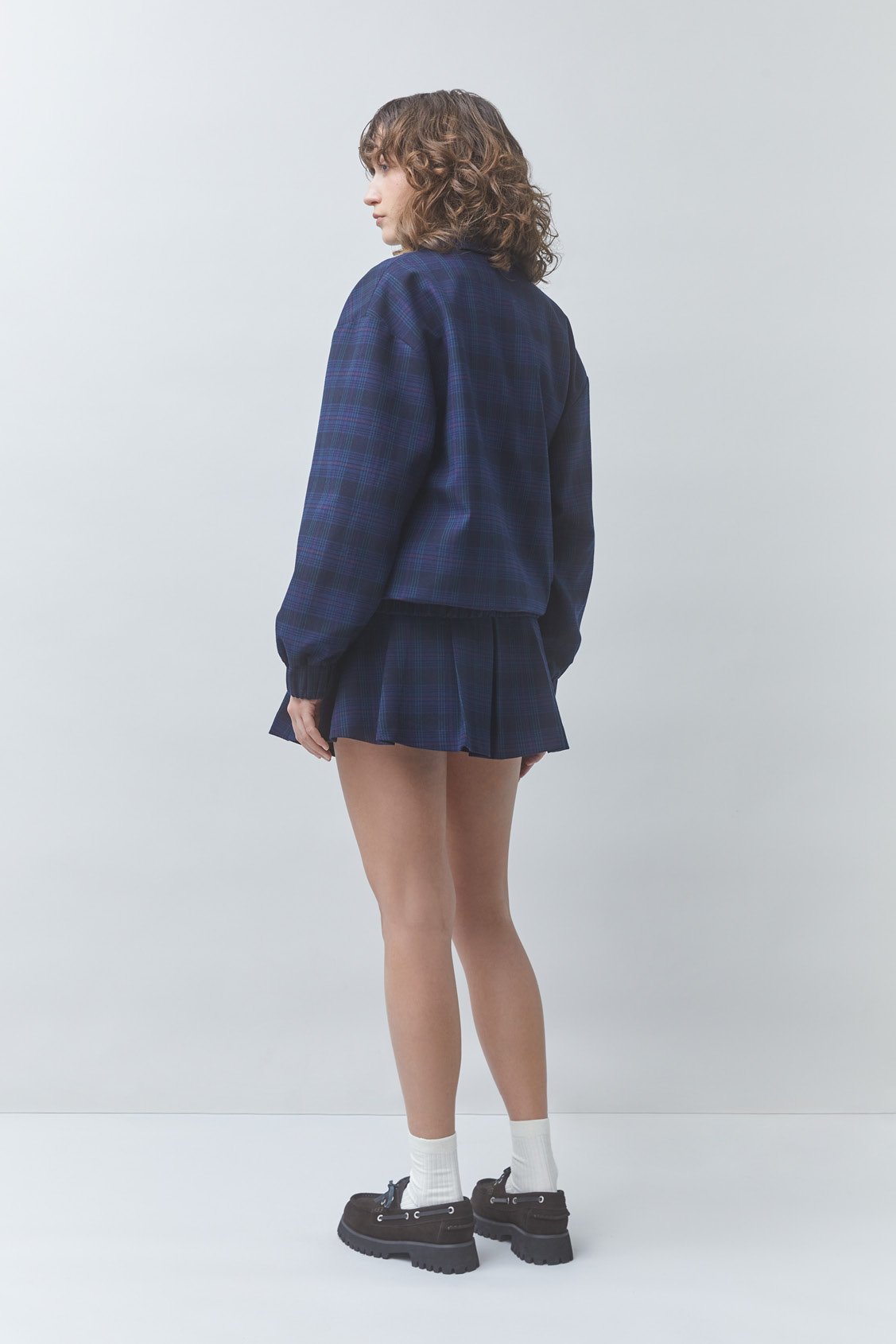 DISTRICT Checked bomber jacket DEEP BLUE