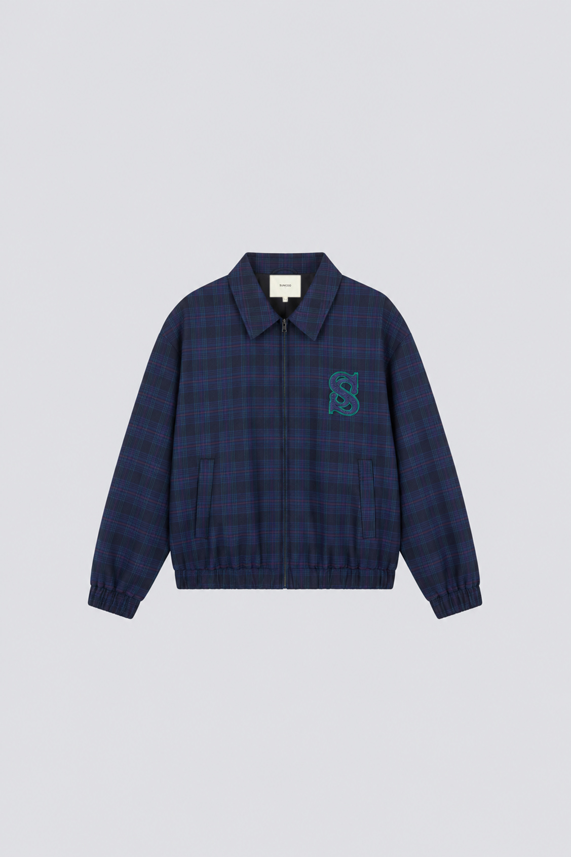 DISTRICT Checked bomber jacket DEEP BLUE