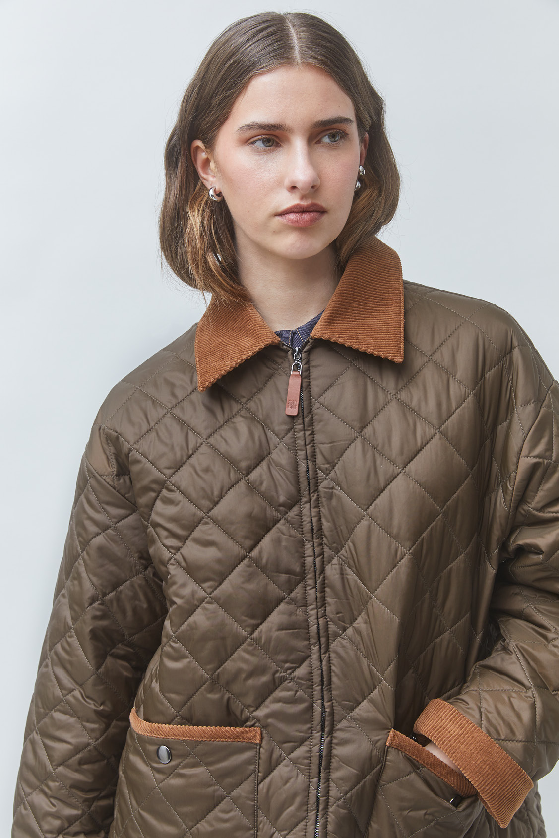 DEBUT Two-tone quilted jacket Khaki