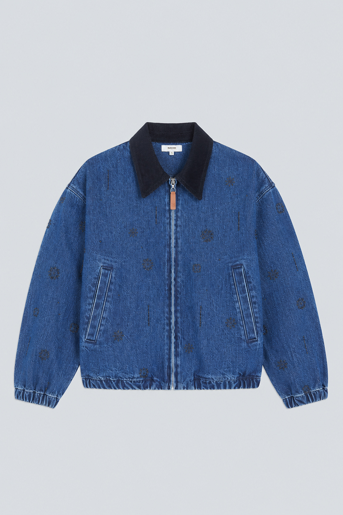 DEVON Denim jacket with black rhinestone details BLUE JEANS