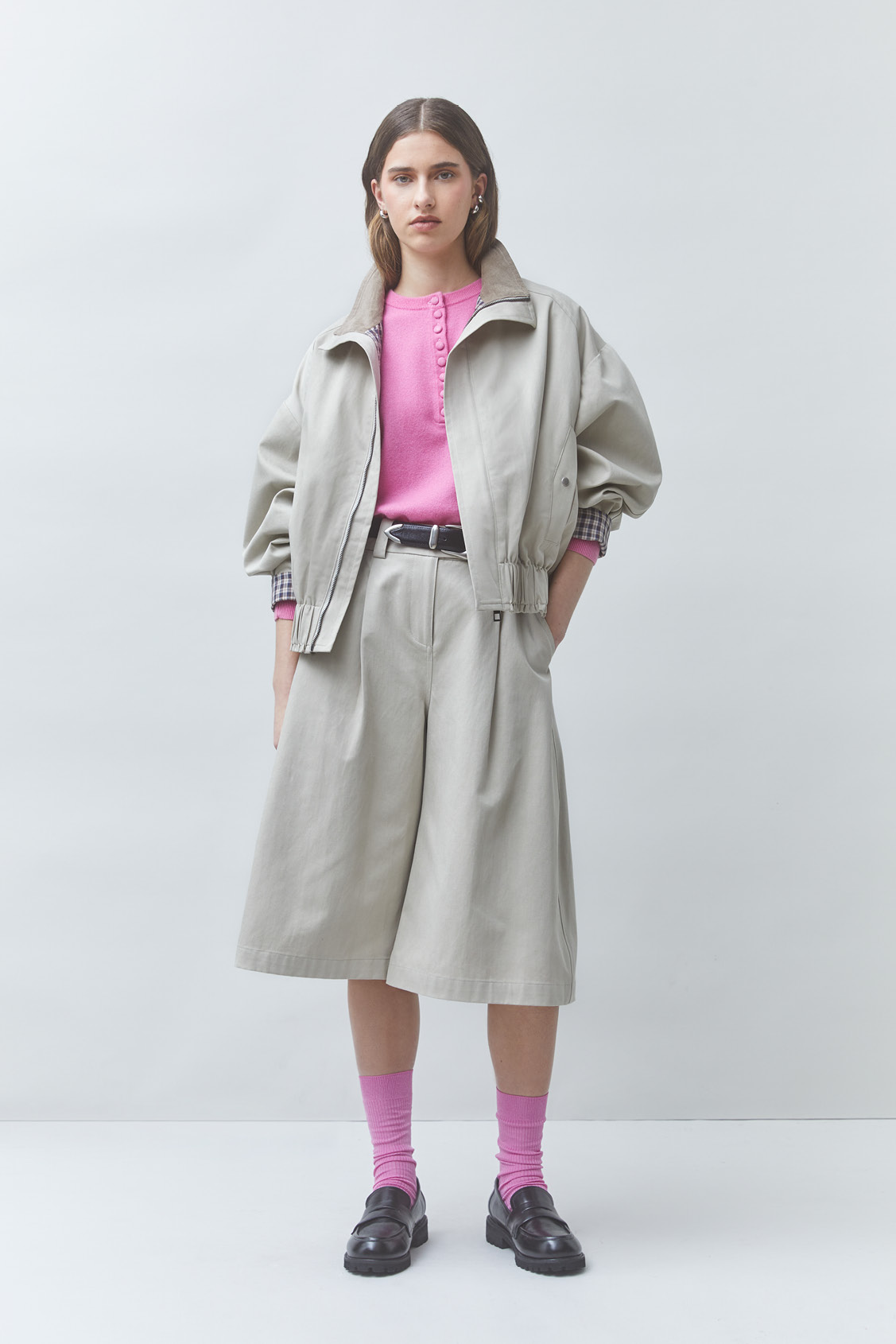 DAZZLE Oversized short jacket GREIGE