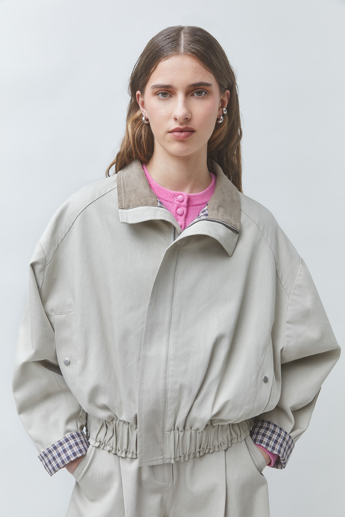 DAZZLE Oversized short jacket GREIGE
