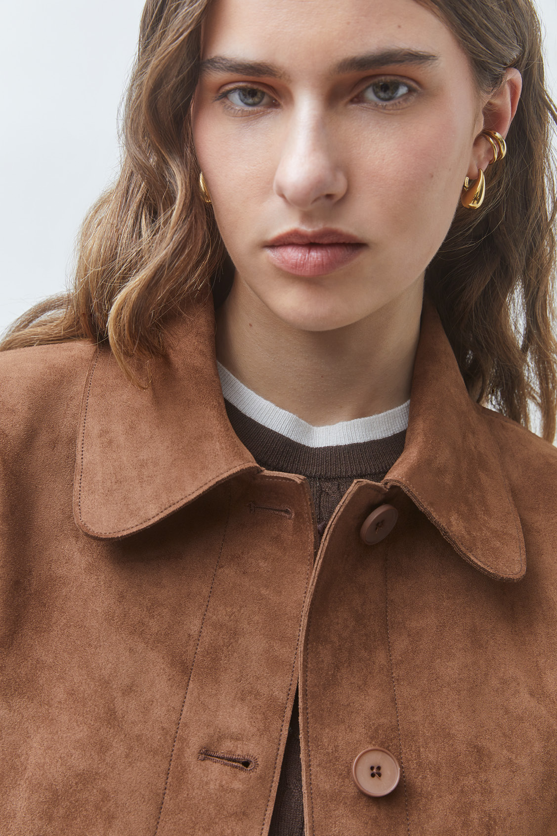 DUNE Faux suede short jacket TABACCO