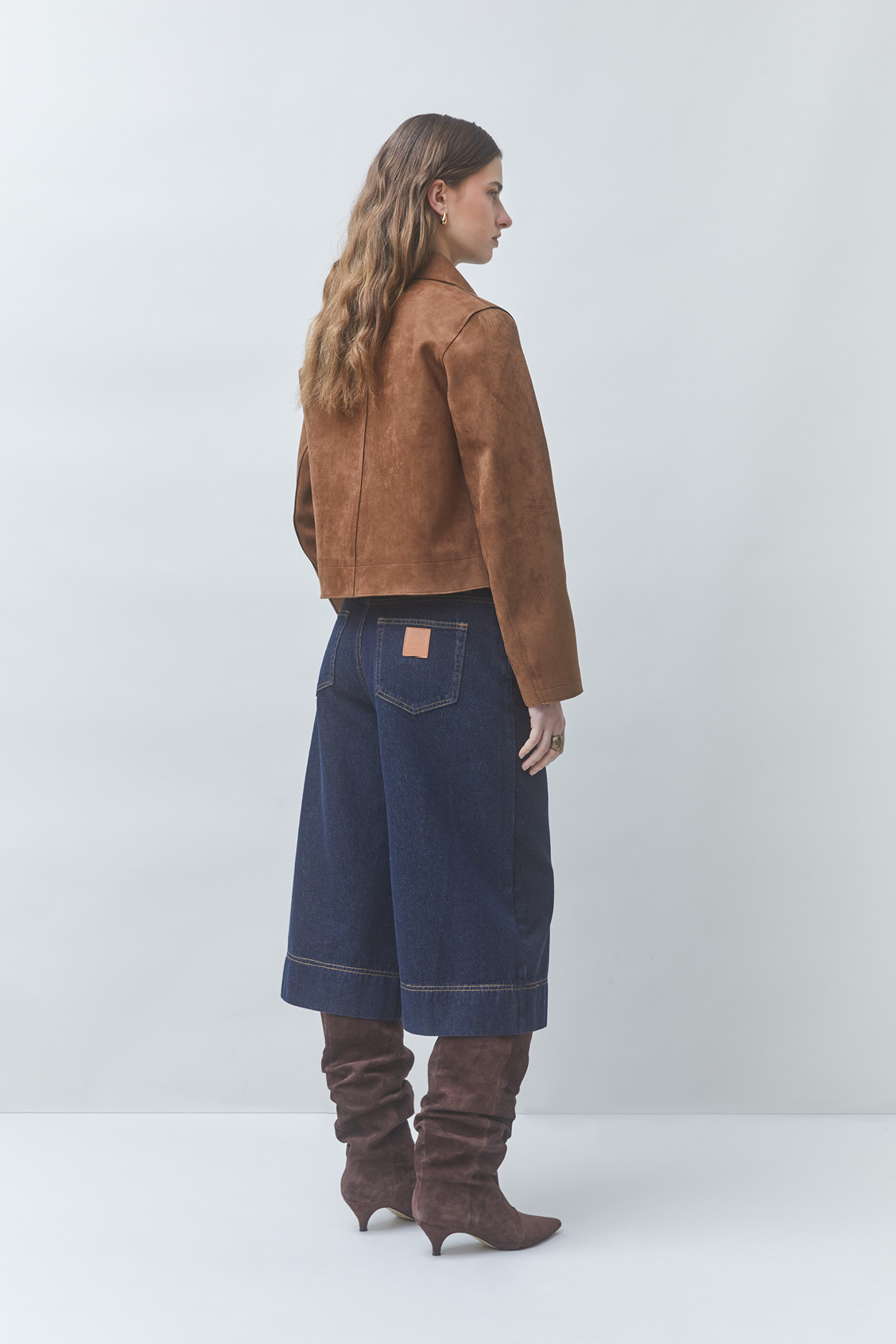 DUNE Faux suede short jacket TABACCO