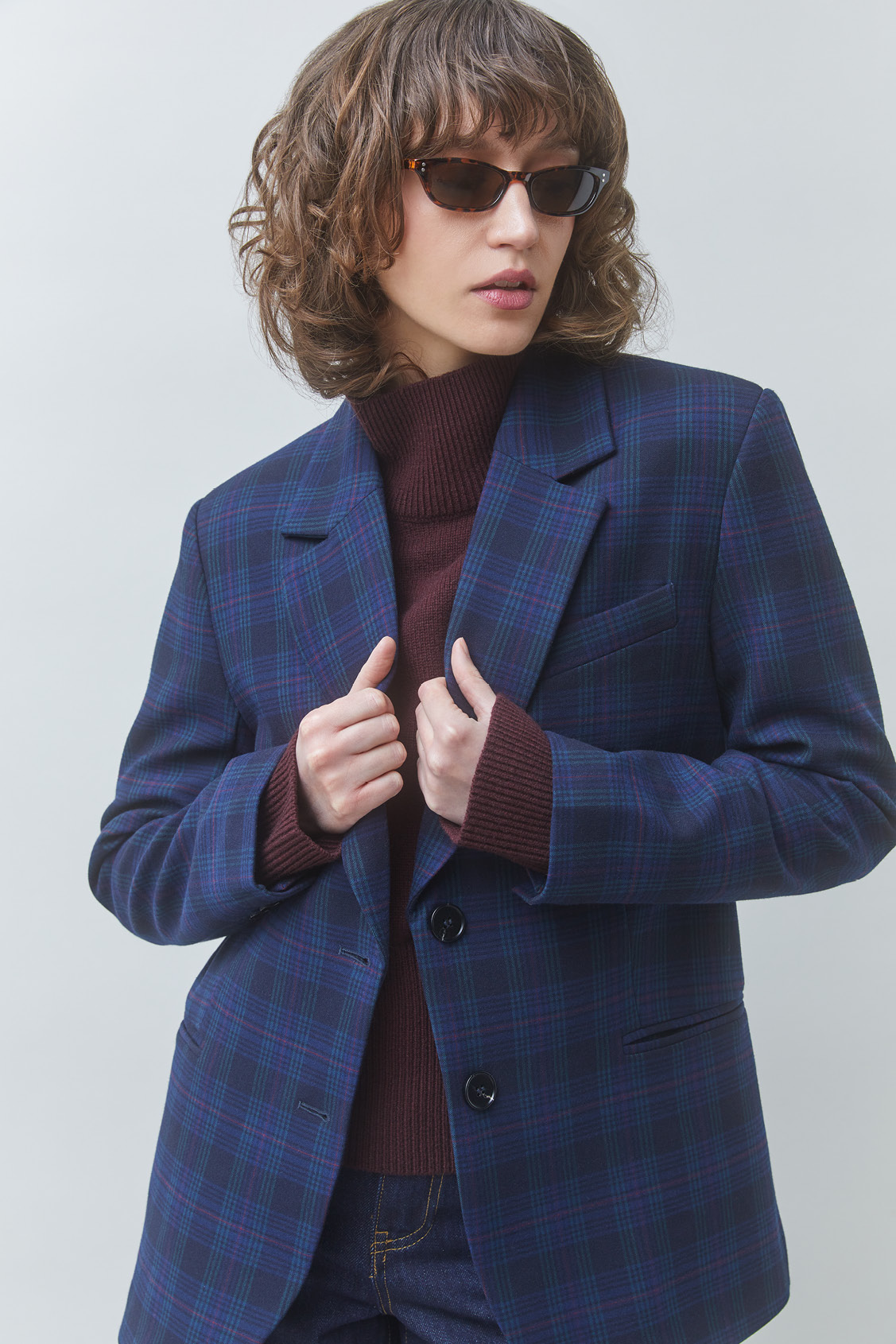 DORIAN Checked blazer DEEP BLUE