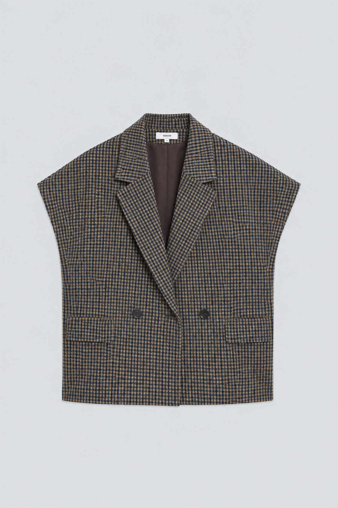 DRIFT Sleeveless checked jacket Khaki