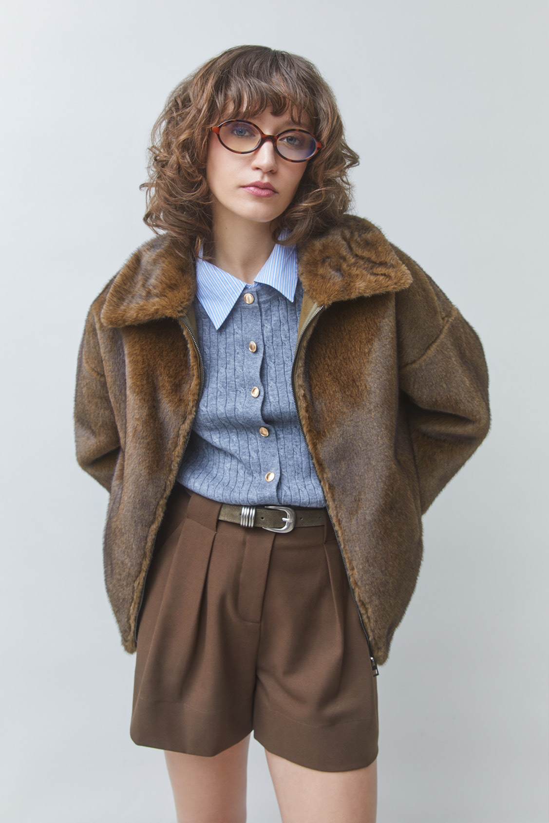 DARLING Faux fur coat Khaki
