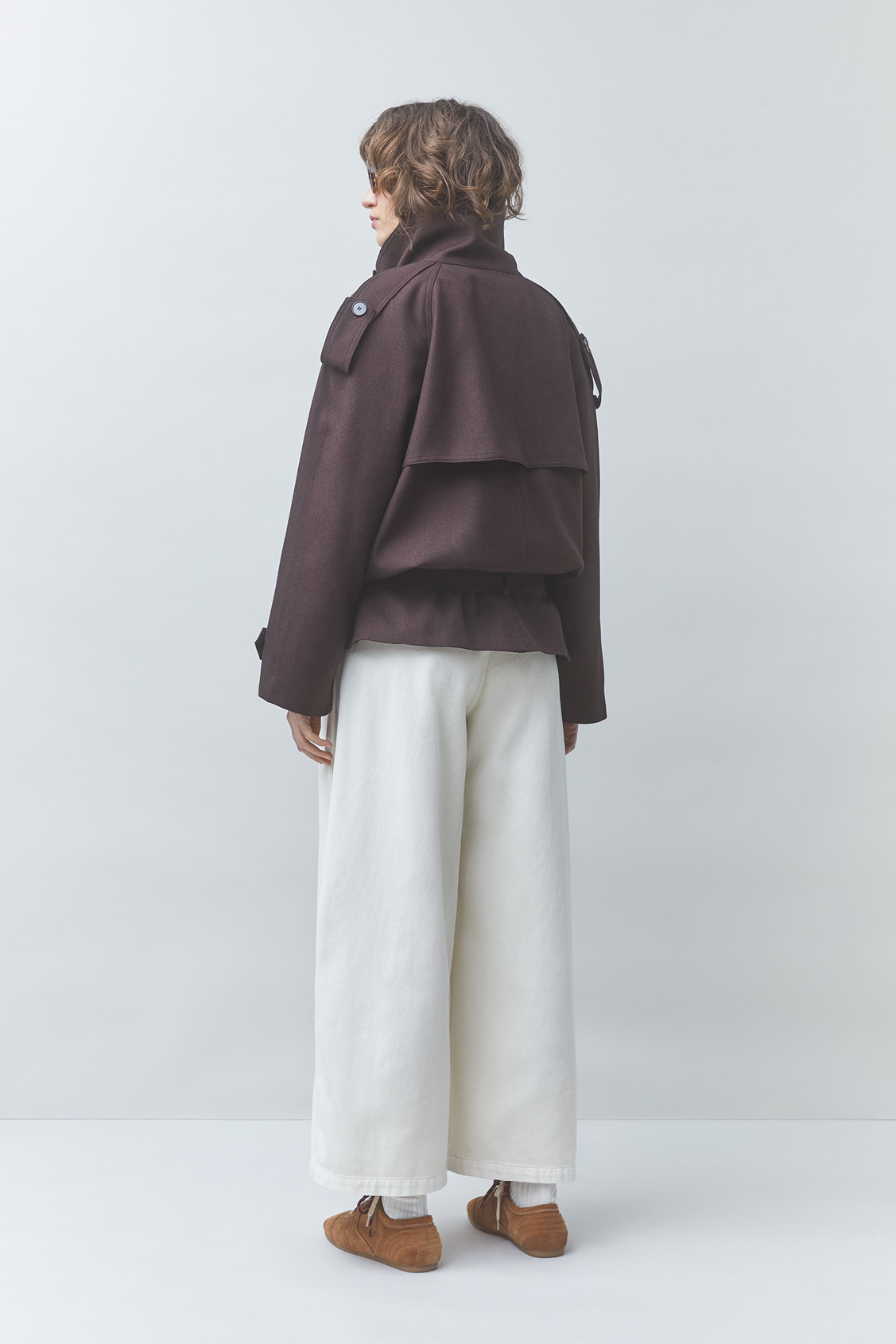 DEEP Short belted coat Plum