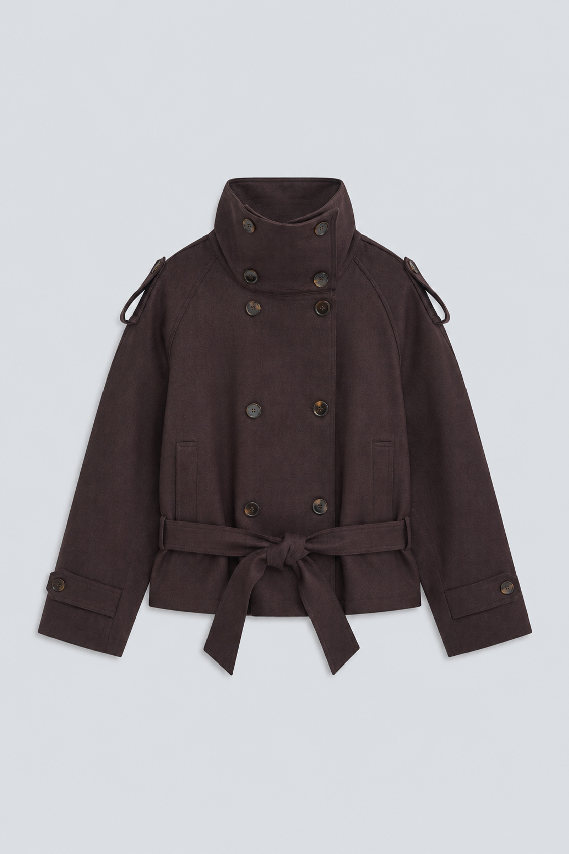 DEEP Short belted coat Plum