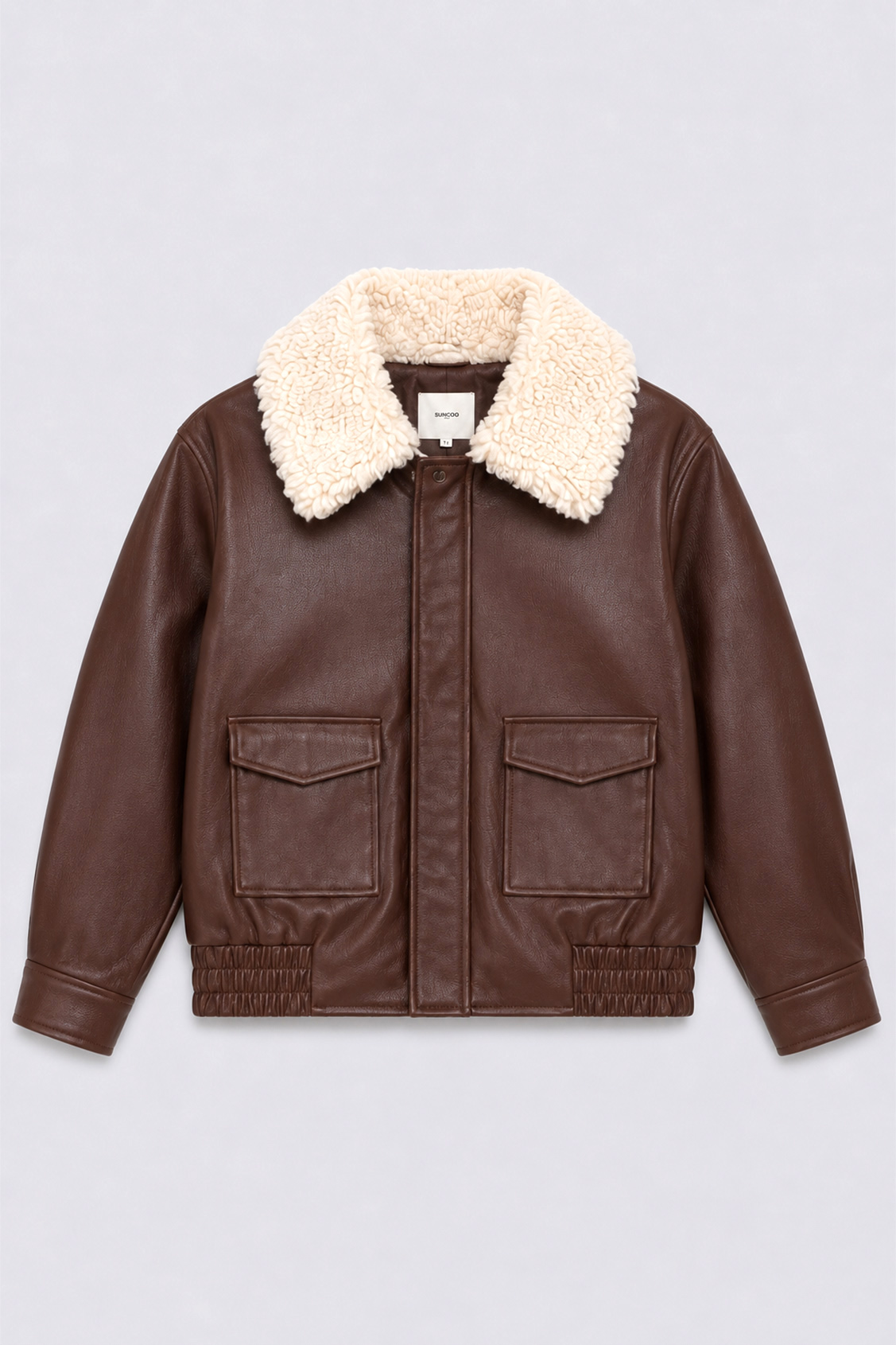 EVER Short faux leather coat Chocolate