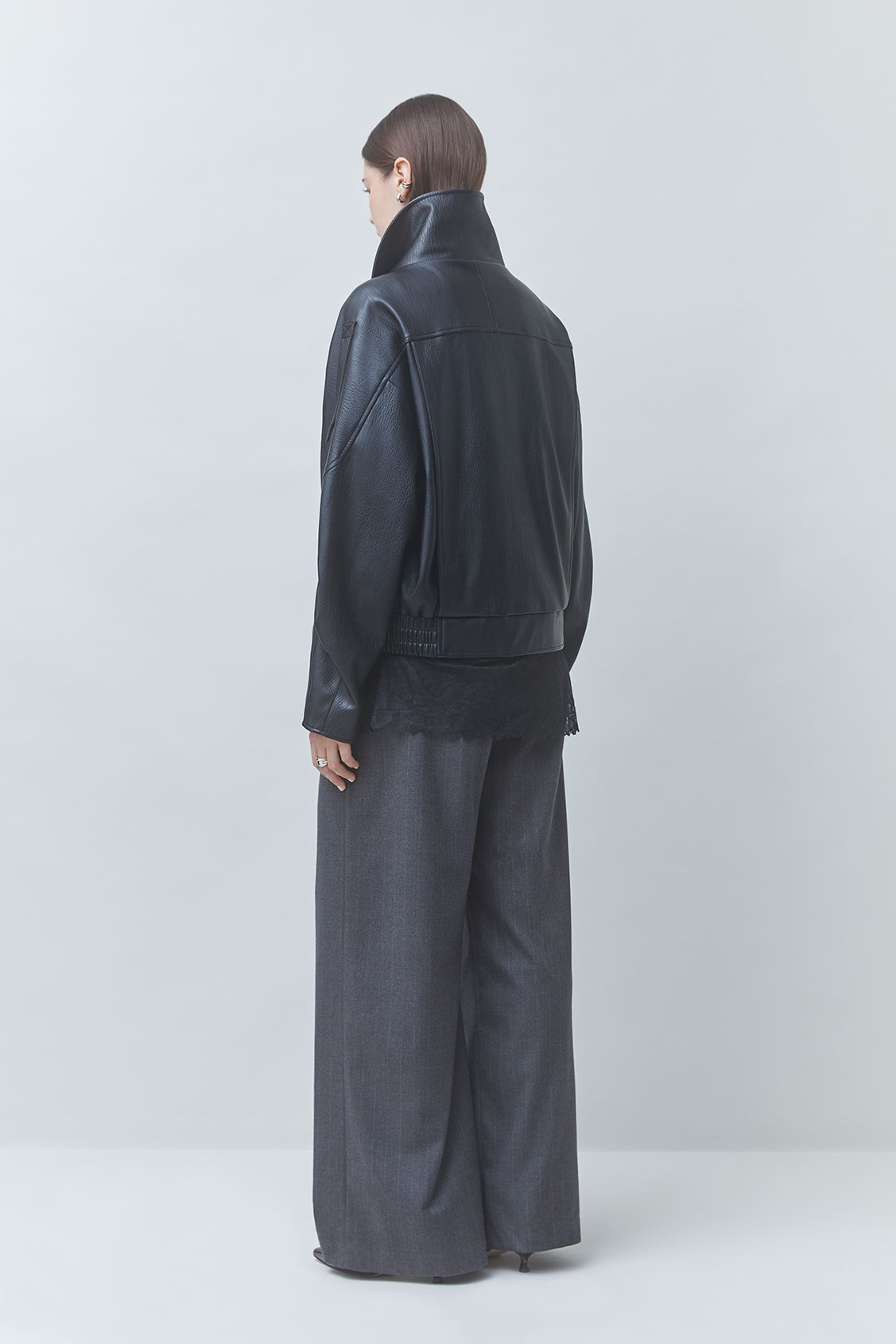 EARLY Oversized black faux leather coat BLACK