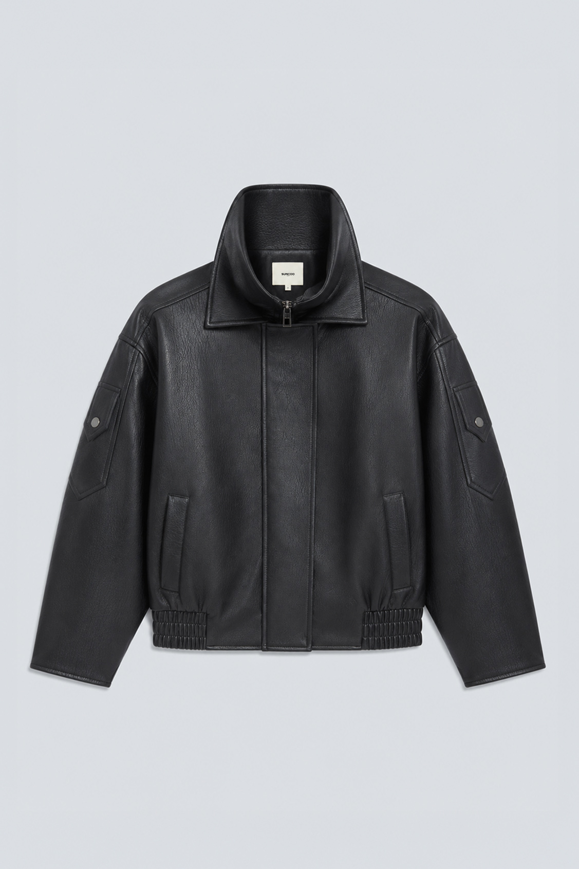 EARLY Oversized black faux leather coat BLACK